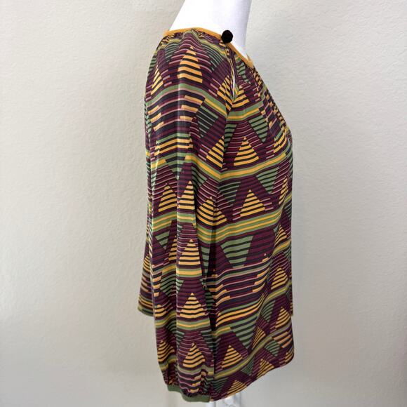 Missoni Womens Blouse Top Measures S Silky Geometric Print Flowy Gold - Picture 3 of 9